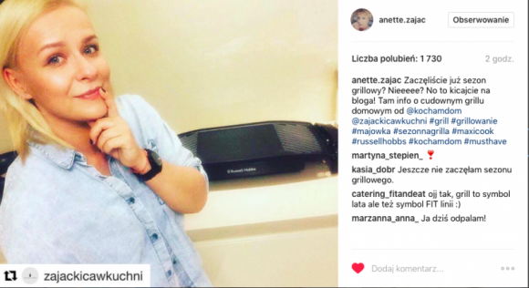 Aneta Zając zachęca do grillowania Gwiazdy, LIFESTYLE - Aktorka Aneta Zając, która od kilkunastu miesięcy prowadzi też kulinarnego bloga zajackicawkuchni.pl, zdradza sekret swojego wyglądu.