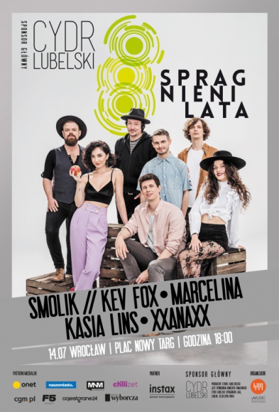 Cydr Lubelski Spragnieni Lata - muzyczny ferment we Wrocławiu! Muzyka, LIFESTYLE - 14 lipca na Placu Nowy Targ we Wrocławiu startuje Cydr Lubelski Spragnieni Lata - 7. edycja najbardziej orzeźwiającej trasy koncertowej sezonu. Zagrają: Smolik//Kev Fox, Marcelina, Kasia Lins i gość specjalny: Xxanaxx.