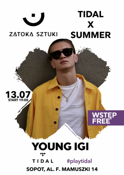 Koncert Young Igi na plaży w Sopocie Muzyka, LIFESTYLE - Przed nami kolejne bezpłatne koncerty w ramach wakacyjnego cyklu TIDAL X SUMMER. Już w ten piątek o godzinie 19:00 na plaży w Sopocie wystąpi wschodząca gwiazda polskiego rapu – Young Igi, który liczbami wyświetleń swoich utworów bije rekordy popularności w serwisach muzycznych.