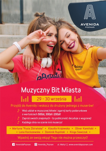 Poczuj Muzyczny Bit Miasta i dołącz do drużyny muserów w Avenidzie Poznań Muzyka, LIFESTYLE - W weekend 29-30 września serce poznańskiej Avenidy zabije w rytmie… TikTok!